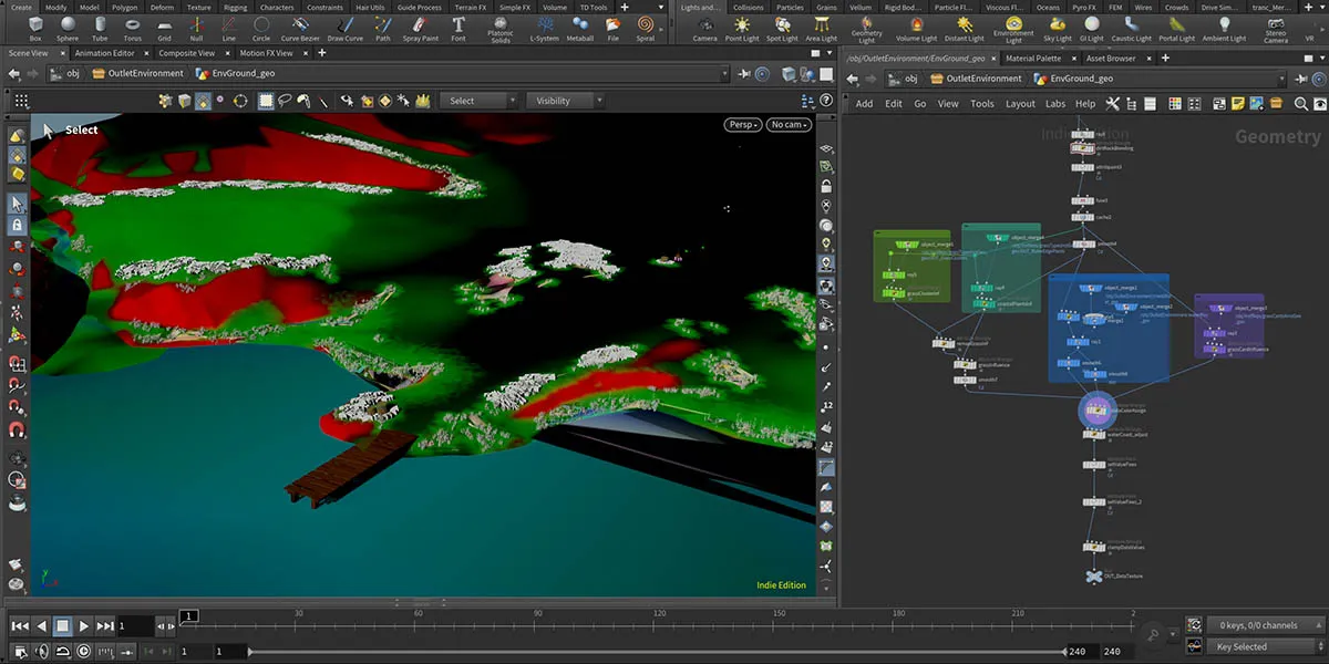 Showing The Outlet environment in Houdini